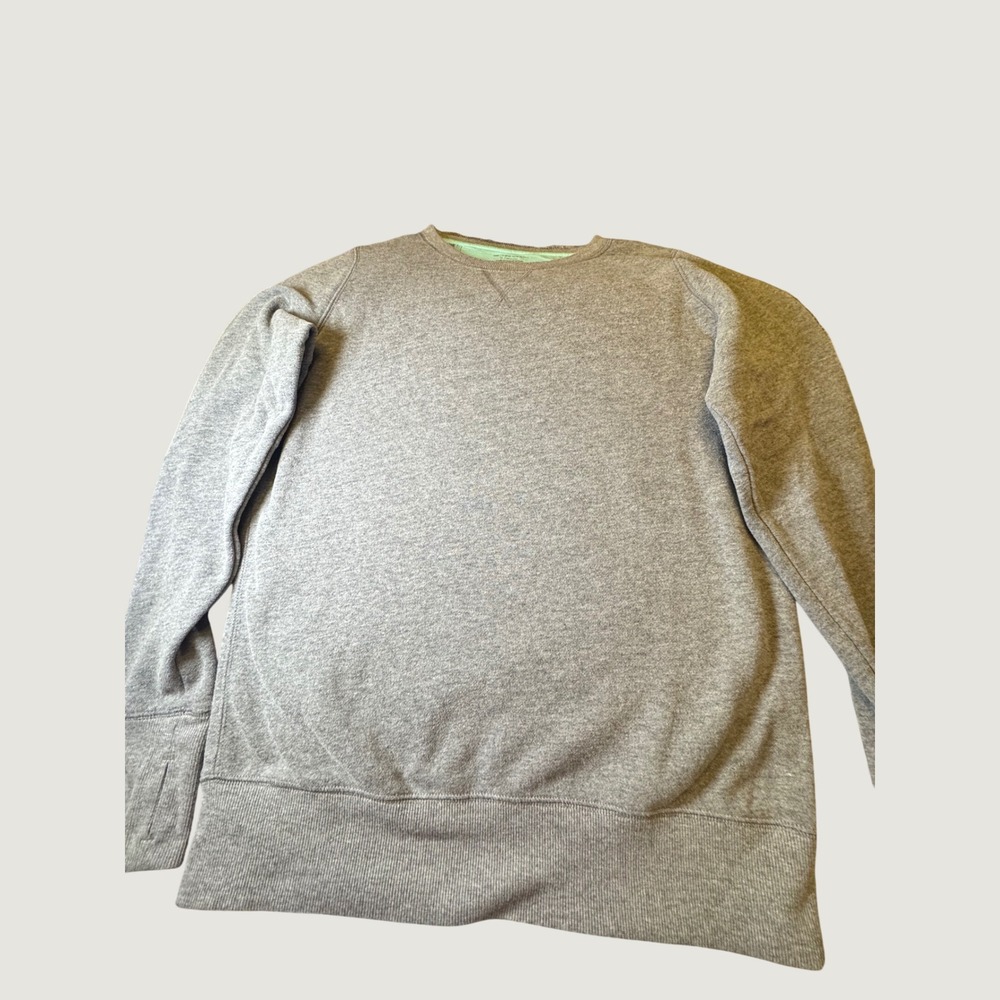 Tek Gear Mens Crewneck Sweatshirt Gray Thumbhole Cuffs Activewear Fleece Medium